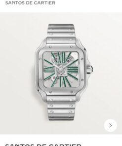 Cartier Santos Skeleton Battery silver green